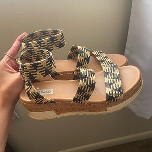 Steve Madden BANDI Cork Platform Sandals Strappy Bohemian Size 10